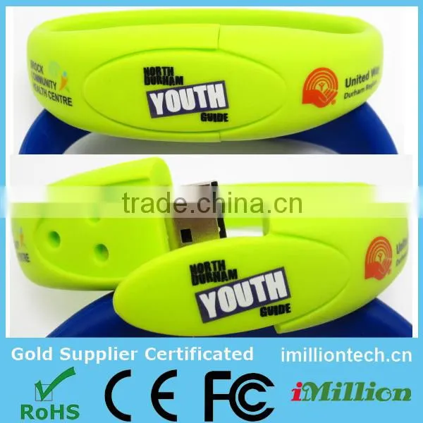 100% full capacity bracelet usb wristband usb flash memory stick