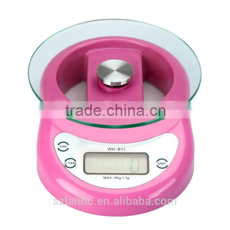 5kg 5000g/1g Digital Kitchen Scale Diet Food Weight Clock Countdown Alarm