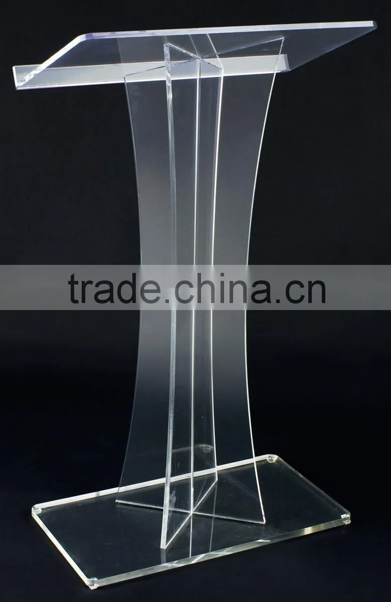 Acrylic Podiums for Floor, X-Shaped Post, Rubber Feet - Clear