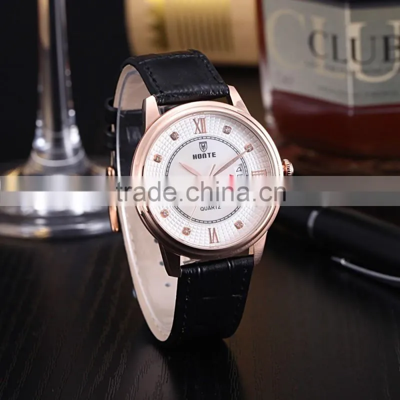 2016 New product quartz mens watches Real MOP dial genuine leather watches hot style good quality
