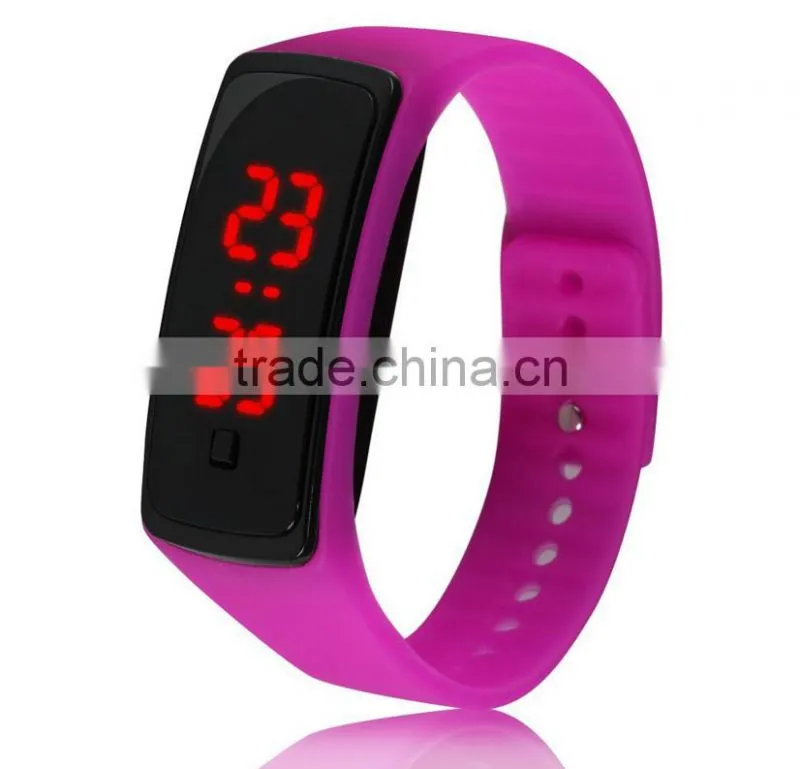 Sports style unisex silicone led light wristwatch electronic watch