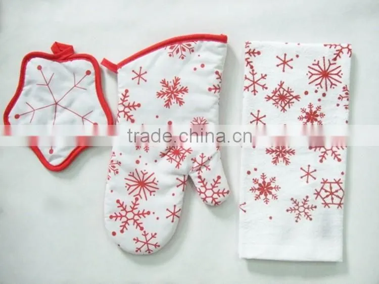 printed cotton kitchen towel set pot holder oven mitten alibaba china supplier christmas kitchen set