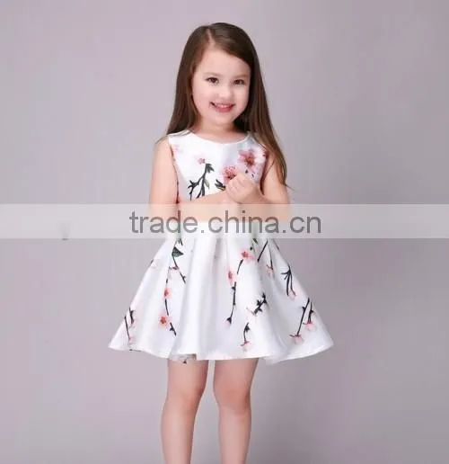 2016 summer hot sale baby girl children dress models satin material cheap flower children latest fashion dress designs