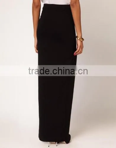 Sexy Women High Waist Solid Side Split Skirt Elastic Waist Stretch Pencil Skirt