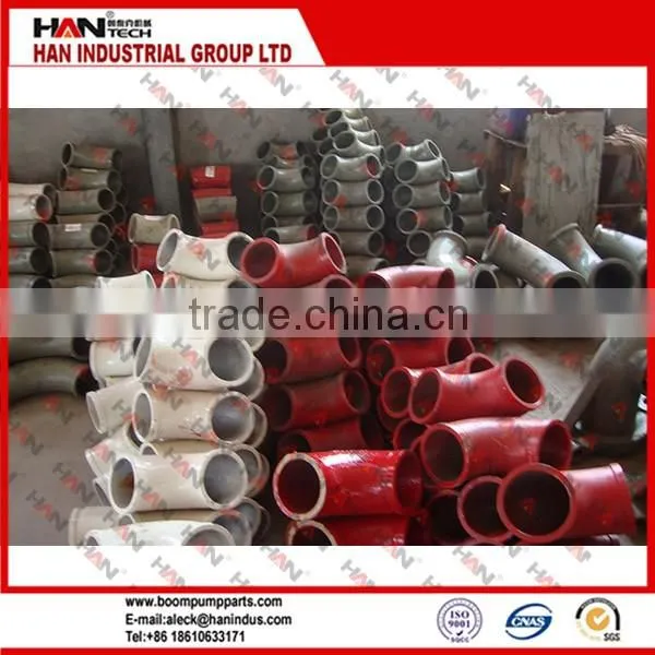 Concrete pump parts 45 degree stainless steel pipe elbow 4 inch concrete pump elbow / bend