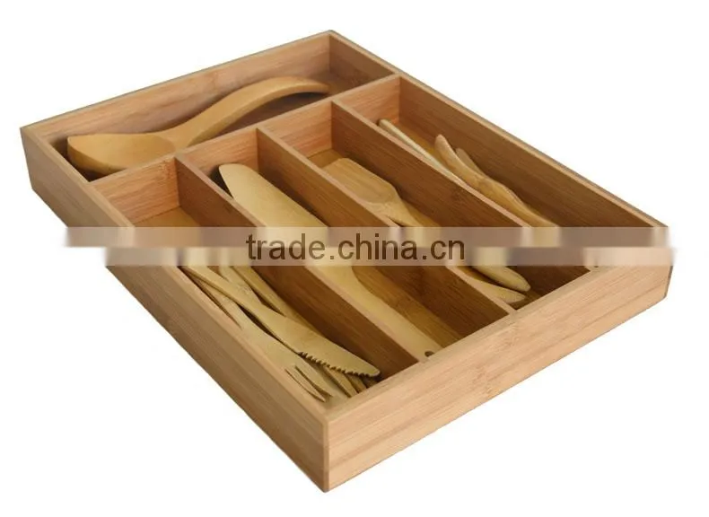 Cutlery Drawer Organizer - ---Durable Wood/ Bamboo Cutlery Tray
