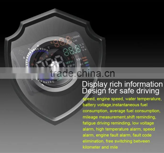 Car styling Universal Car hud head up display A8 5.5" GPS speedometer Smart Digital car speedometer OBD2 Interface