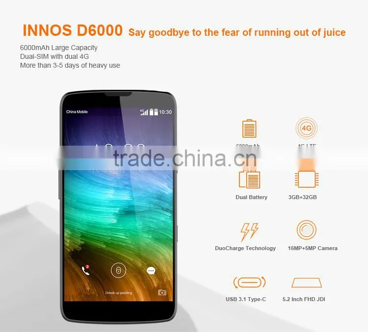 INNOS D6000 6000mAh Qualcomm Snapdragon 615 1.5GHz Octa Core 5.2 Inch JDI FHD Screen Android 5.0 4G LTE Smartphone