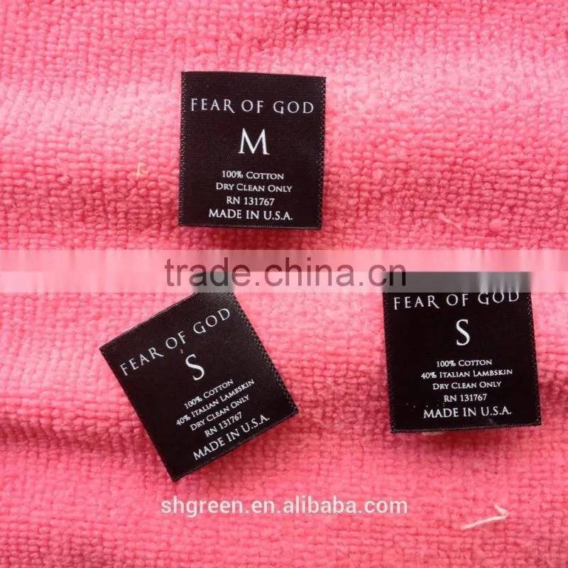 center fold 4 sides printing label,satin care printing tags