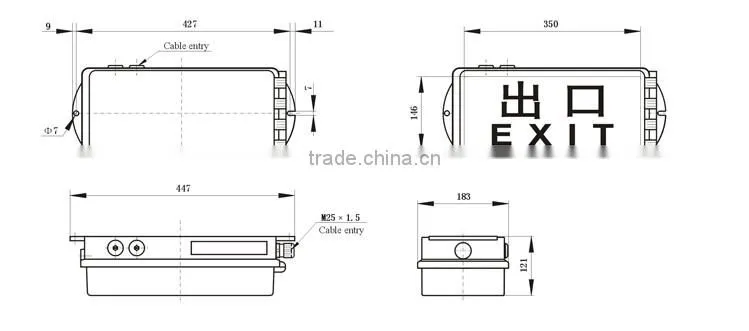 Zone 1,2,21,22 Explosion-proof emergency Exit marking light fittings 1x8W/2x8W/3x8W/LED3W