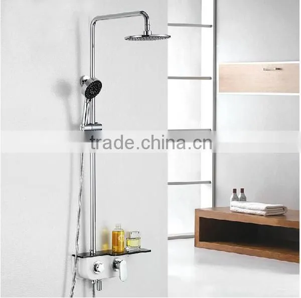 square warm water shower mixer, sliding bar faucet H59 brass chrome rainfall shower set