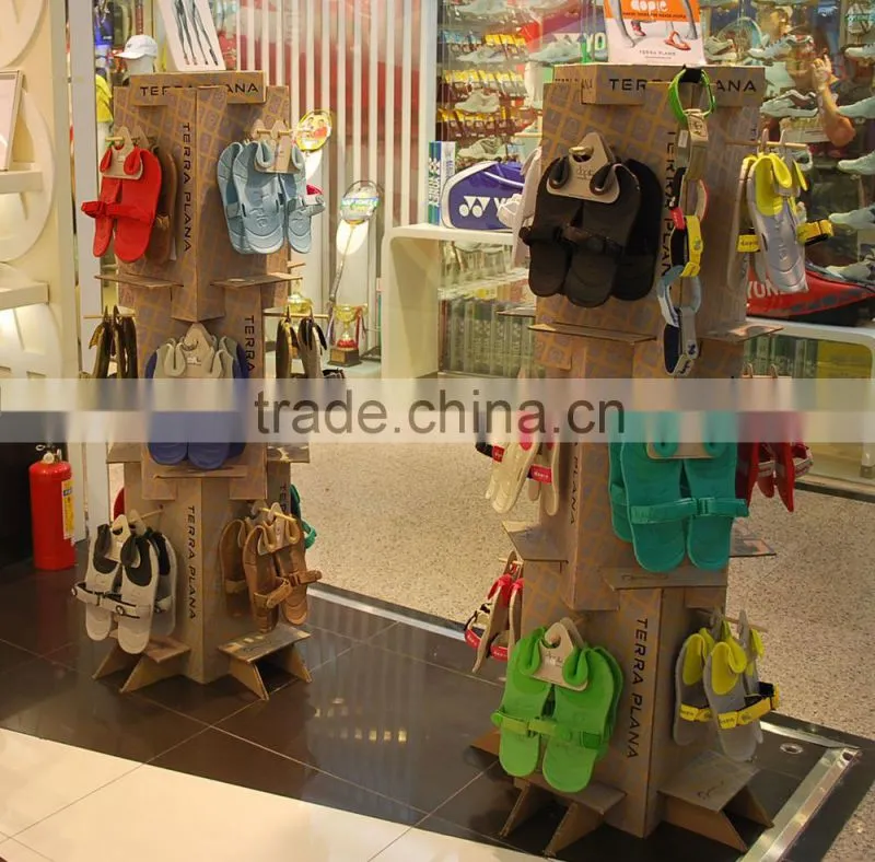 supermarket retail cardboard floor hook display stand for socks