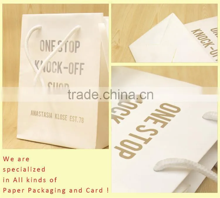 Exquisite small drawstring handle white paper gift bag