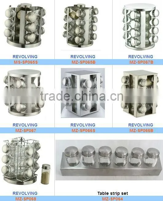 12 in 1 Revolving glass jar spice rack set,spinning spice jar rack