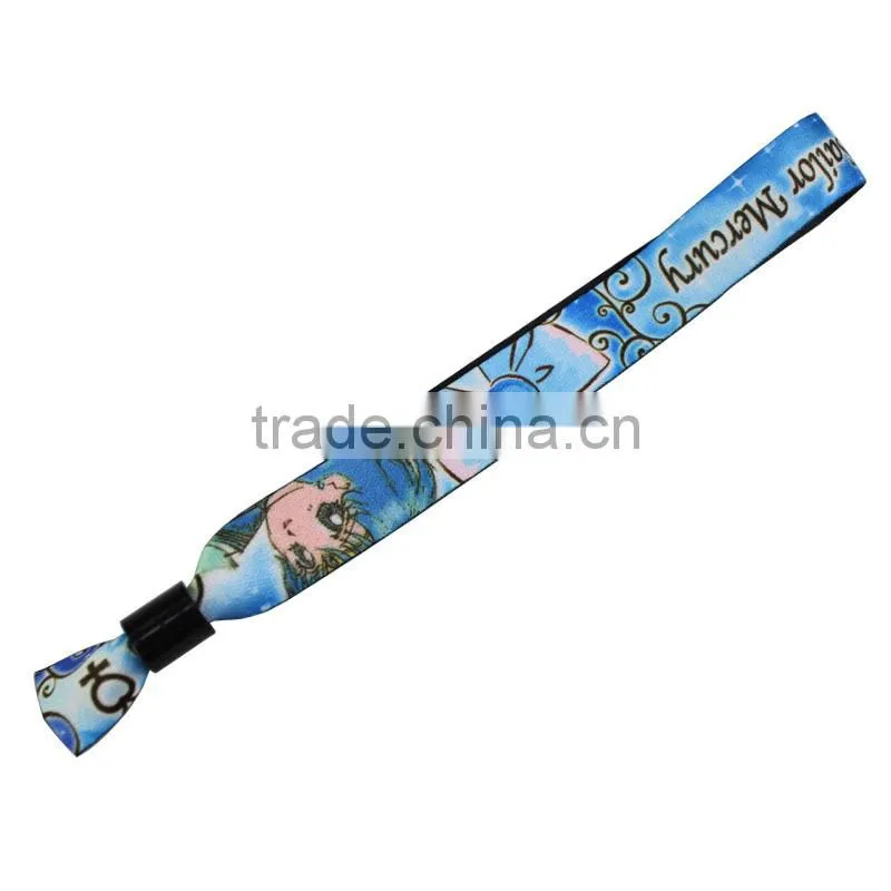 China wholesale plastic clip woven wristband for festival