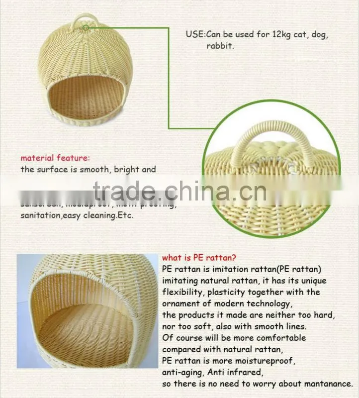 shangdi products oval shaped white rattan luxury dog bed
