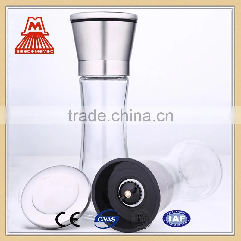 Manual Glass bottle pepper grinder /spice grinder from alibaba store