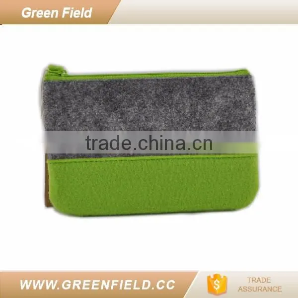 Green Field felt fabric bag coin purse
