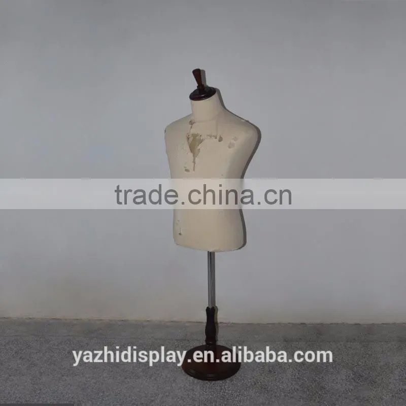 Worn out fabric upper body retro man tailor mannequin display