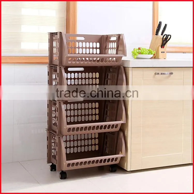 Plastic Stacking Stackers Storage Baskets Vegetable 4 Tier Rack Vegetable