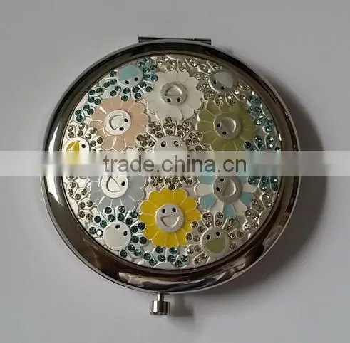 quality folding pocket mirror ,peacock design compact mirror