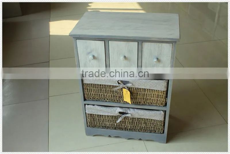 Antique high quality handmade decorative white wooden cabinet with drawer