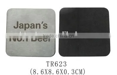 Custom logo stainless steel eco-friendly square shape cup coaster