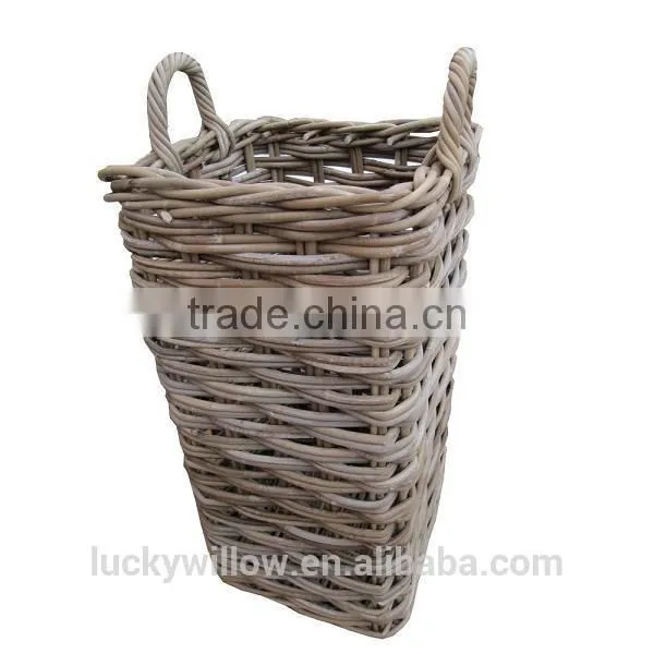 Grey Buff rattan Umbrella Stand basket