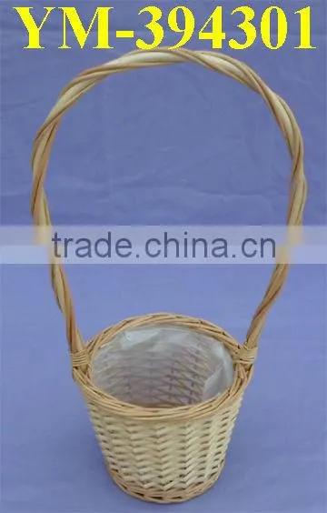 natural wicker gift basket with long hand