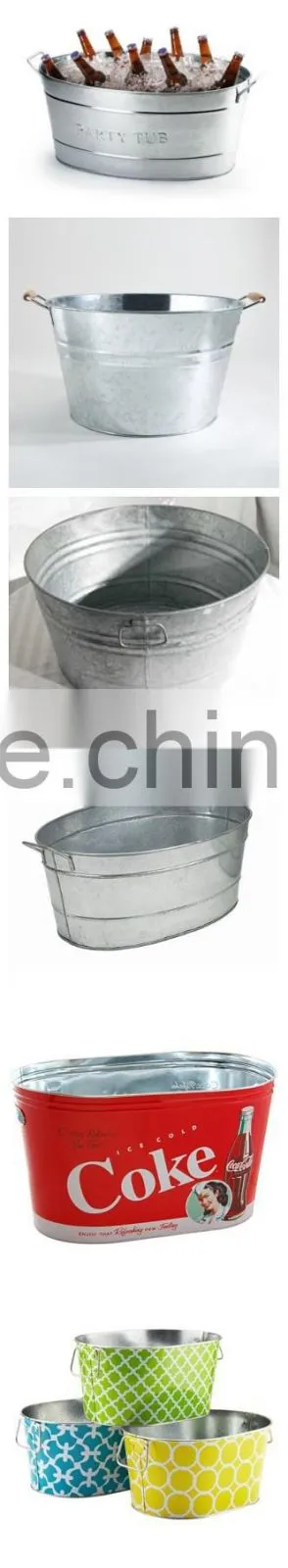 Wholesale good quality Galvanized Oval Wine Bucket with decal pattern