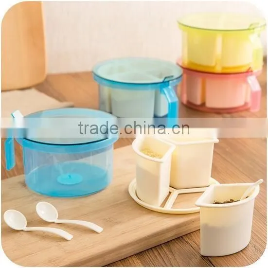 new design 4 cases round plastic spice bottles wholesale spice box seasoning box