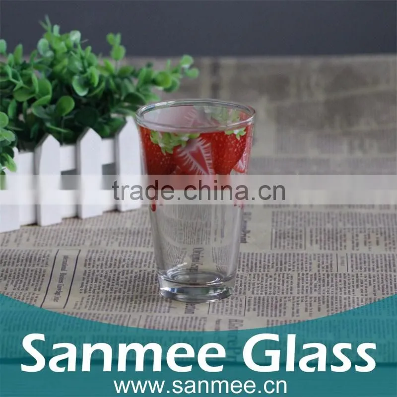 Manufacture Cheap Printed Glass Tea Tumbler Quality Round Glass Cup