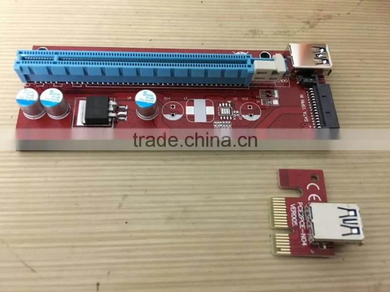 4PIN pcie riser 1x with Power Supply pci-e to pci convert card USB 3.0 Extender Cable Sata to IDE for Bitcoin mining
