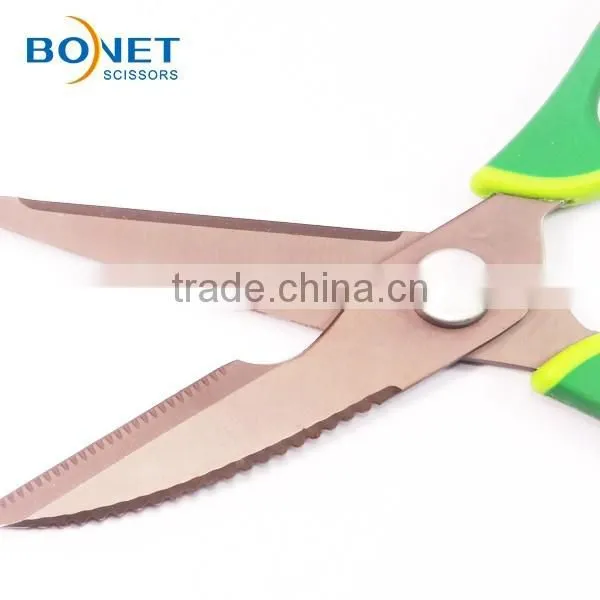 S52033T 9" meat cutting tool Titanium coating kitchen scissors with plastic handle