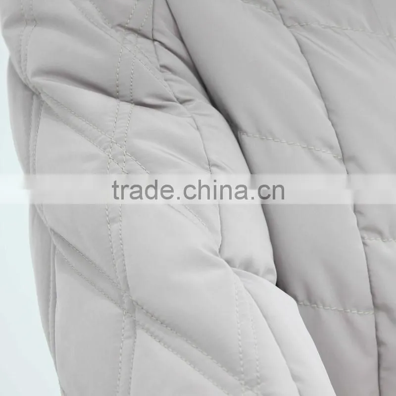 2014 Alike fashion long women jacket with faux fur hood