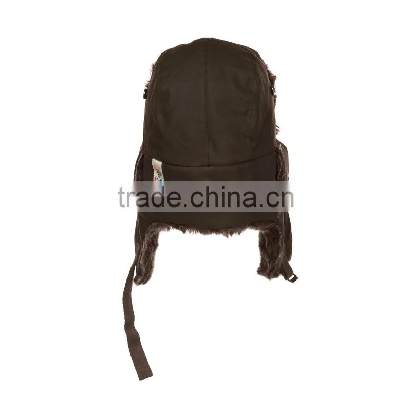 Good quality warm custom cheap mens sherpa lining green trapper hat