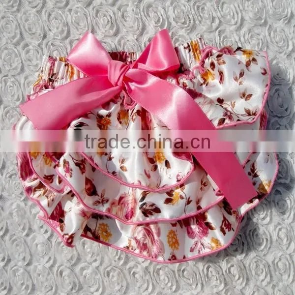 Baby Ruffle Bloomers Layers Baby Diaper Cover Newborn Flower Shorts with Skirts Toddler Cute Summer Satin