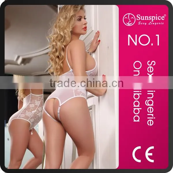 open-crotch with rhinestone sexy transparent nude babydoll