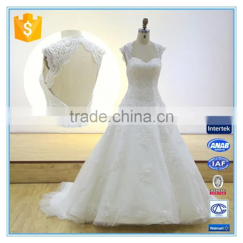 High Quality V-neck Ball Gown Beaded Bride White Wedding Dresses China