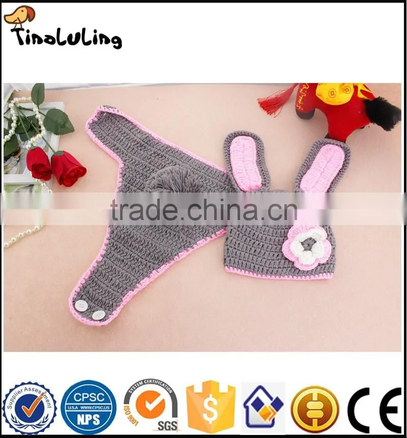 Baby Handmade Knitted Rabbit Crochet Animal Hat Photography Props