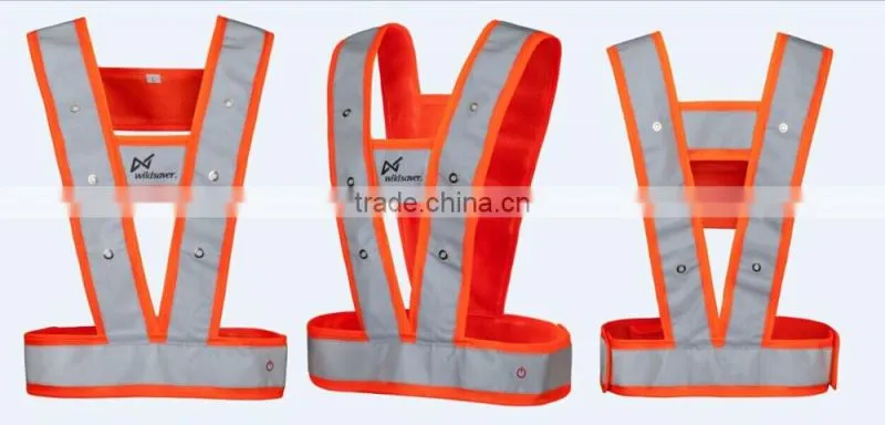 Waterproof reflective Flashing yellow safety vest with pockets