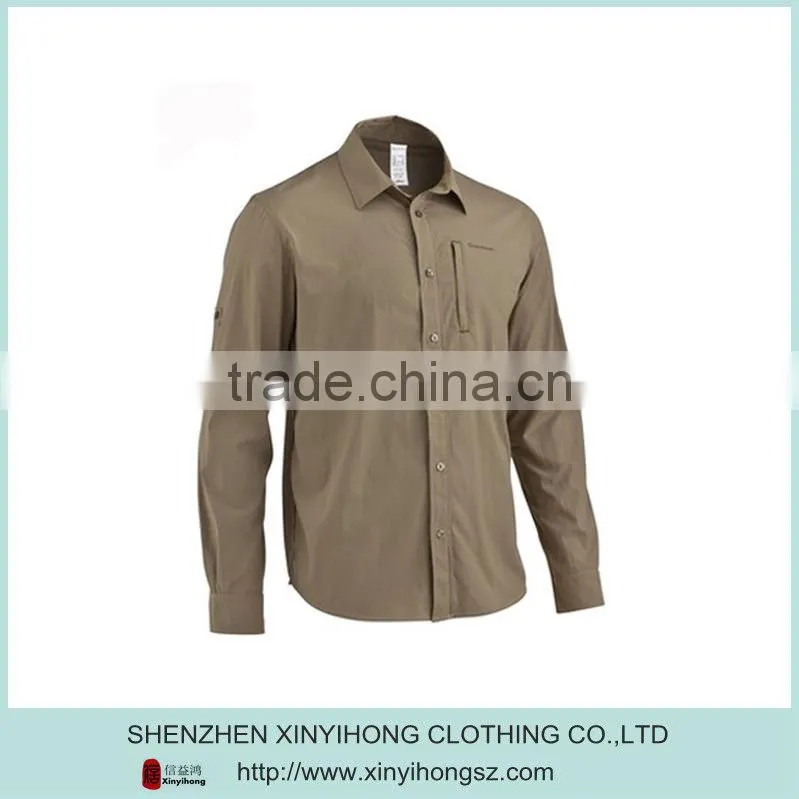 Brown color 100% cotton fabric men's casual shirt
