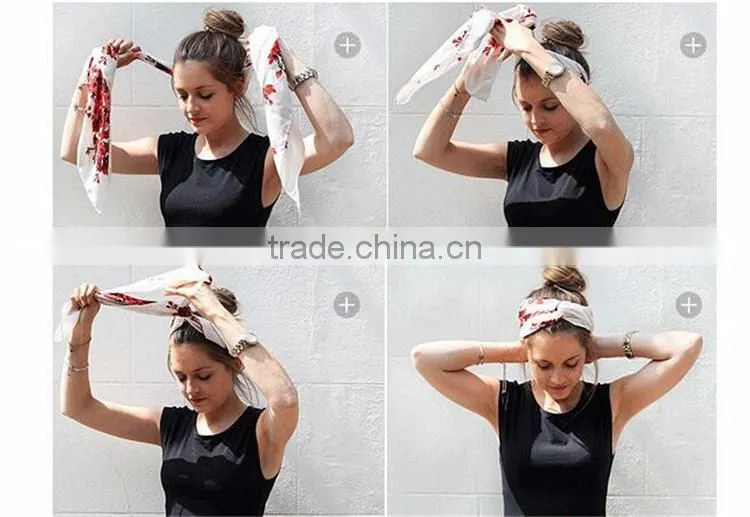 Wholesale fashion customized printing square silk scarf