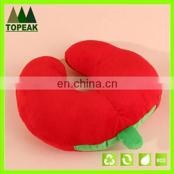 Custom travel U shape plush strawberry neck pillow cute red neck pillow