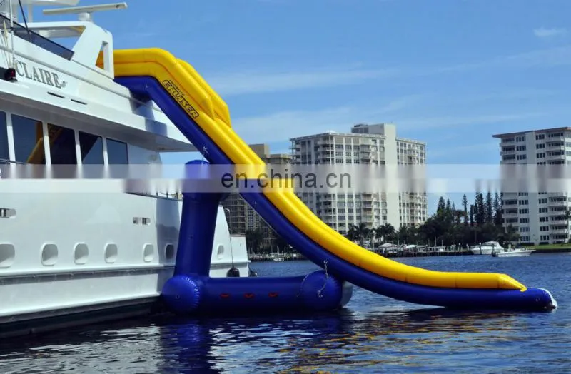 long inflatable water slide for yacht, floating slide for sale