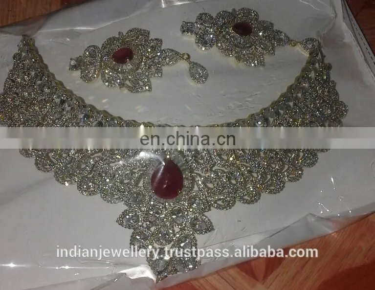 CZ jewelry necklace manufacturer,cubic zirconia necklace jewellery exporter