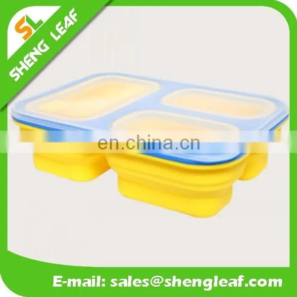 -collapsible lunch bowl 3-compartment silicone lunch bowl
