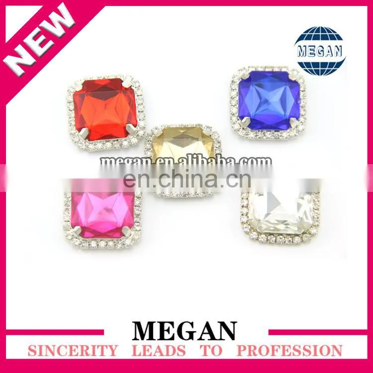 Charming crystal rhinestone big gold and silver plated acrylic button for wedding invitation