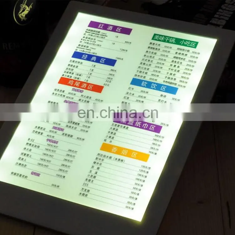 caja luz led a3 menu