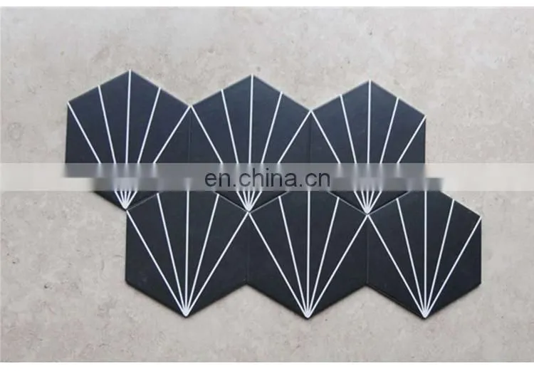 hexagonal brick 230*200*115 mm black and white rays pattern classic tea bar clear bar anti-slip wall tile floor tiles